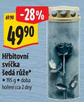 Hřbitovní svíčka šedá růže*
