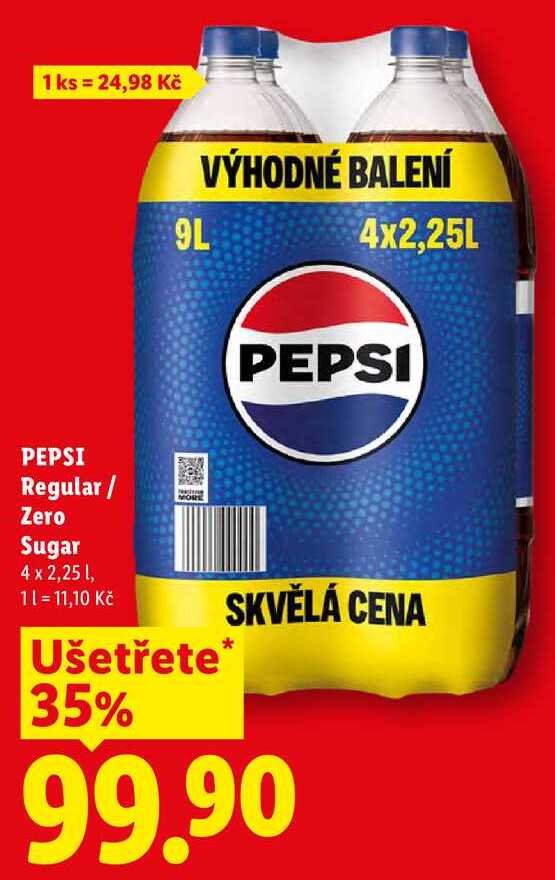 PEPSI Regular/ Zero Sugar, 4 x 2,25 1