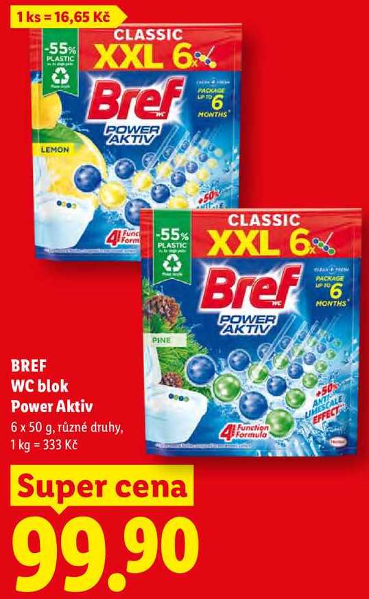 BREF WC blok Power Aktiv, 6 x 50 g, různé druhy