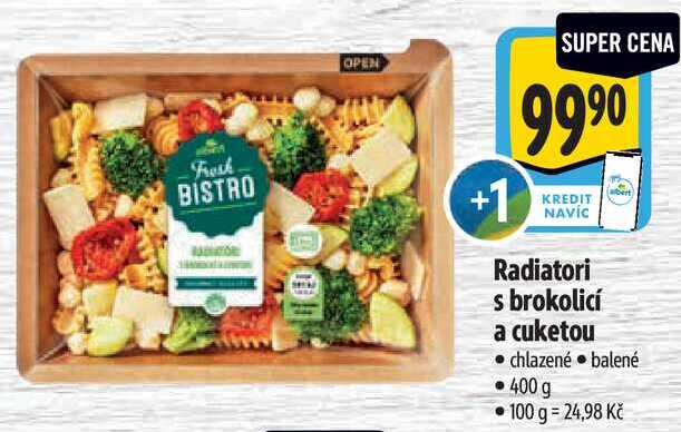 Radiatori s brokolicí a cuketou, 400 g