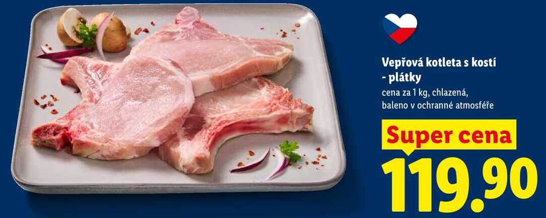 Vepřová kotleta s kostí - plátky, cena za 1 kg