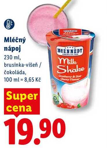 Mléčný nápoj, 230 ml, brusinka-višeň/ čokoláda