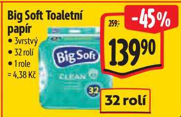 Big Soft Toaletní papír, 32 rolí