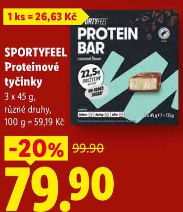 SPORTYFEEL BAR Proteinové tyčinky, 3 x 45 g