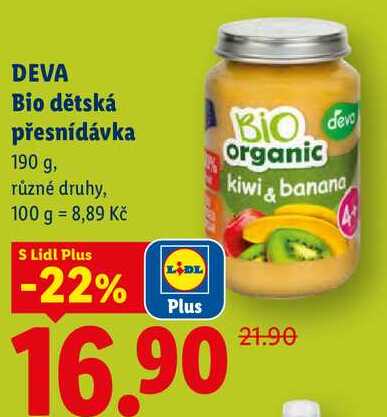 DEVA Bio dětská přesnídávka, 190 g, různé druhy