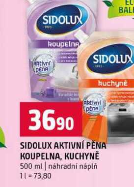 SIDOLUX AKTIVNÍ PĚNA KOUPELNA, KUCHYNĚ 500 ml náhradní náplň Terno