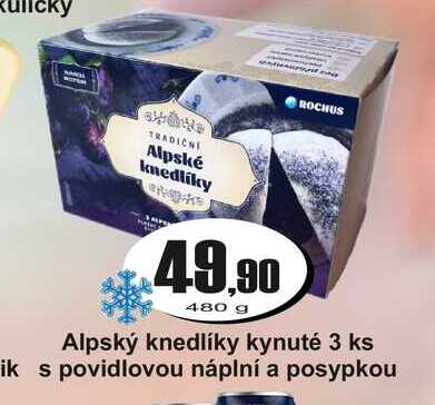 Alpský knedlíky kynuté 3 ks s povidlovou náplní a posypkou 480 g