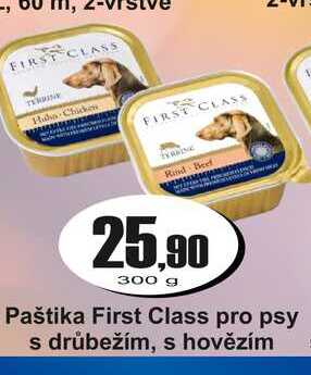First Class Kompletní krmivo pro psy - paštika s kuřetem 300g,