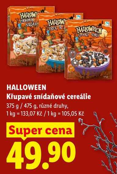 HALLOWEEN Křupavé snídaňové cereálie, 375 g / 475 g, různé druhy