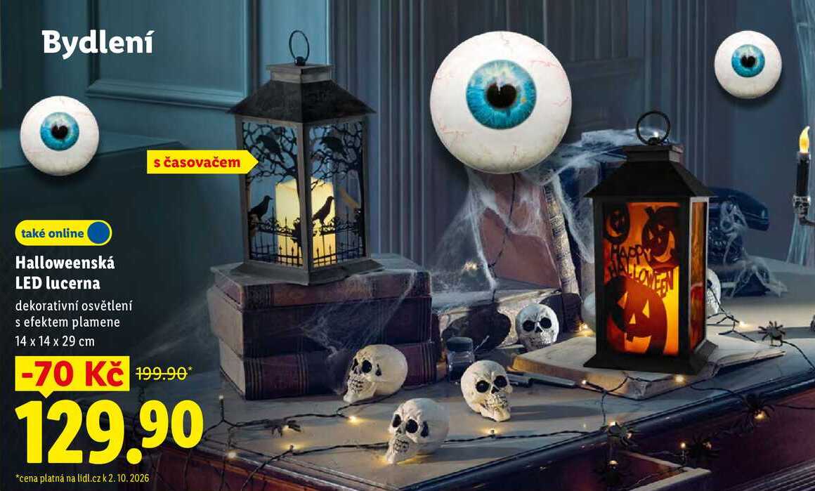 Halloweenská LED lucerna, dekorativní osvětlení s efektem plamene