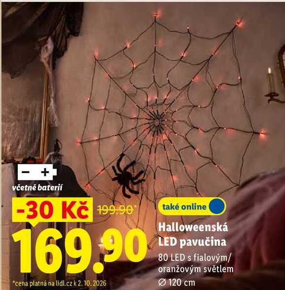 Halloweenská LED pavučina