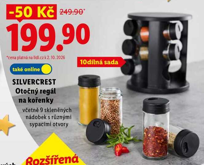 SILVERCREST Otočný regál na kořenky, včetně 9 skleněných nádobek