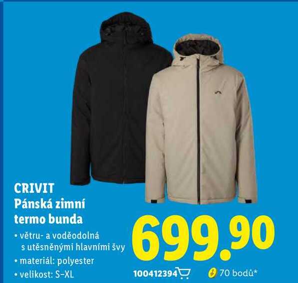 CRIVIT Pánská zimní termo bunda 