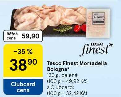 Tesco Finest Mortadella Bologna, 120 g, balená