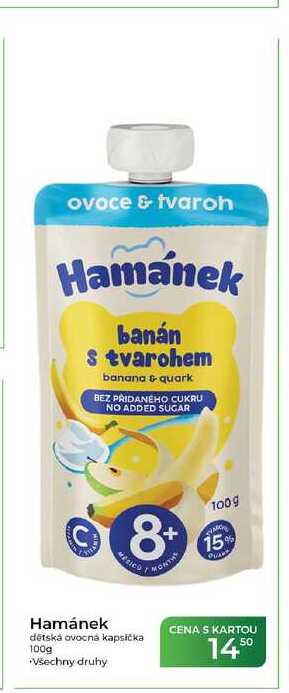 Hamánek dětská ovocná kapsička 100g Tamda Foods