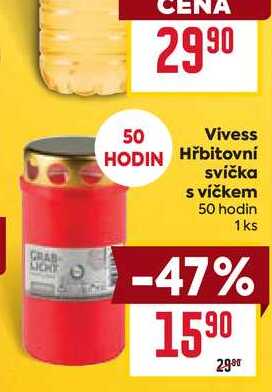 Vivess Hřbitovní svíčka s víčkem 50 hodin 1ks