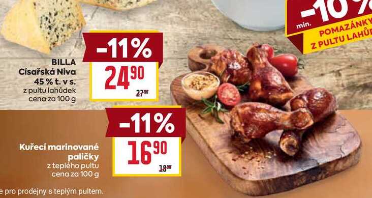 Kuřecí marinované paličky z teplého pultu cena za 100 g