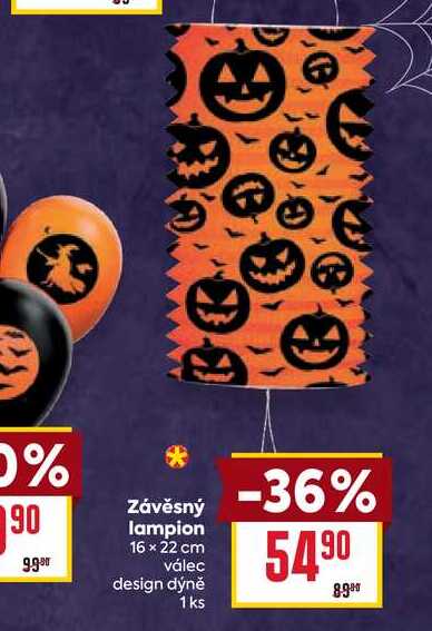 Závěsný lampion 16 x 22 cm válec design dýně 1 ks
