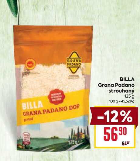 BILLA Grana Padano strouhaný 125 g