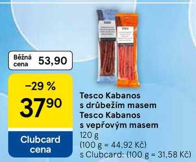 Tesco Kabanos s vepřovým masem, 120 g
