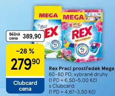 Rex Prací prostředek Mega, 60-80 PD, vybrané druhy Tesco
