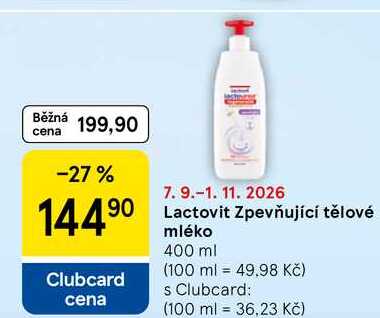 Lactovit Zpevňující tělové mléko, 400 ml Tesco