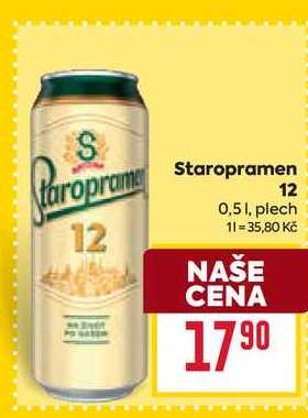 Staropramen 12 0,51, plech