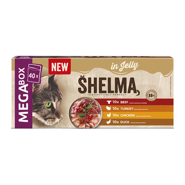 Shelma kapsičky pro kočky, mix masa, želé 40x85g