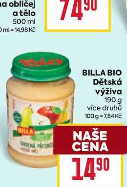 BIO Dětská výživa 190 g BILLA