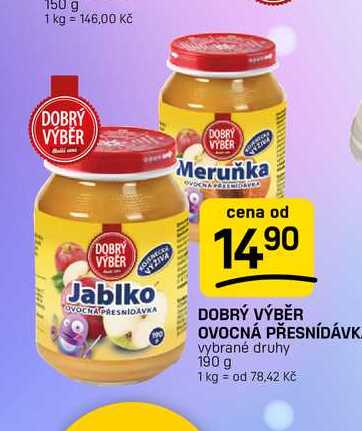 DOBRÝ VÝBĚR OVOCNÁ PŘESNÍDÁVKA vybrané druhy 190 g
