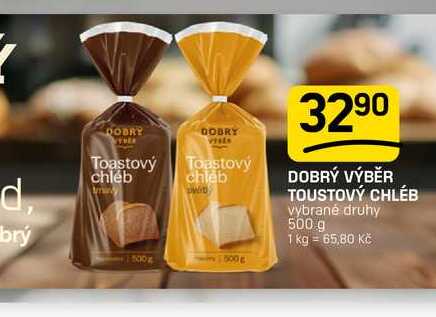 DOBRÝ VÝBĚR TOUSTOVÝ CHLÉB vybrané druhy 500 g 