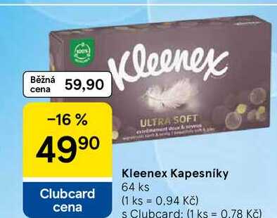 Kleenex Kapesníky, 64 ks Tesco