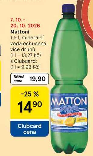 Mattoni, 1,5 l, minerální voda ochucená