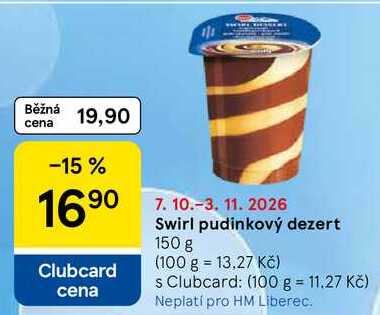 Swirl pudinkový dezert, 150 g  