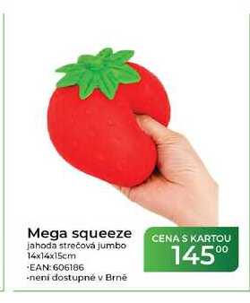 Mega squeeze jahoda strečová jumbo 14x14x15cm