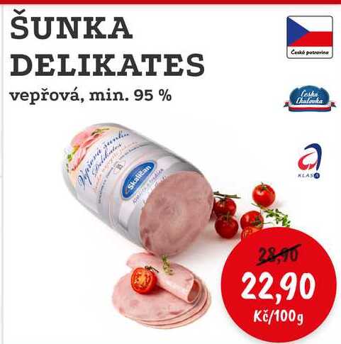 ŠUNKA DELIKATES vepřová, min. 95 % 100g 