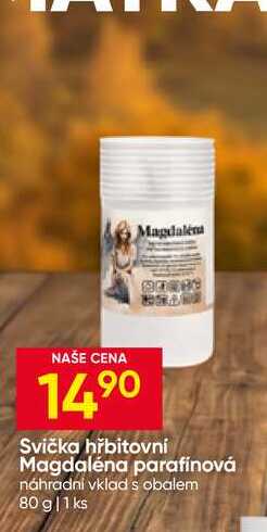 Svička hřbitovní Magdaléna parafínová náhradní vklad s obalem 80 g