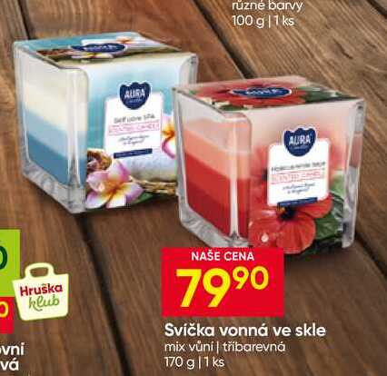 Svíčka vonná ve skle mix vůní tříbarevná 170 g 