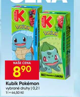 Kubík Pokémon vybrané druhy 0,2l Hruška