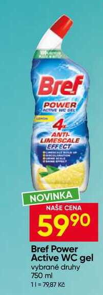 Bref Power Active WC gel vybrané druhy 750 ml Hruška