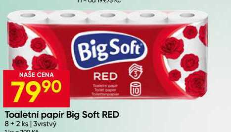 Toaletní papír Big Soft RED 8+ 2 ks 3vrstvý
