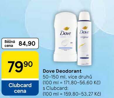 Dove Deodorant, 50-150 ml, více druhů Tesco