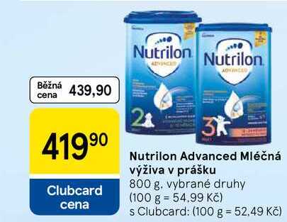 Nutrilon Advanced Mléčná výživa v prášku, 800 g, vybrané druhy