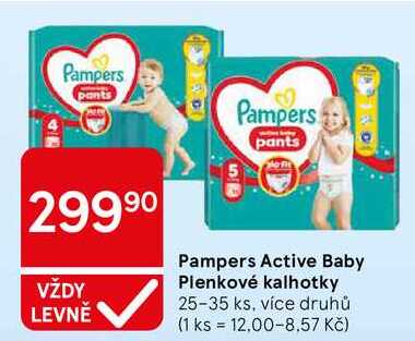 Pampers Active Baby Plenkové kalhotky, 25-35 ks, více druhů Tesco