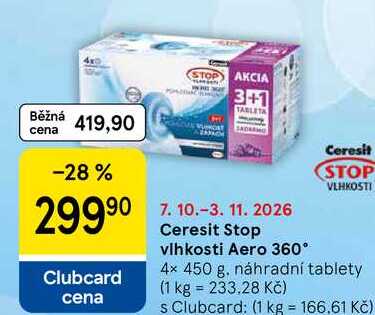 Ceresit Stop vlhkosti Aero 360°, 4x 450 g, náhradní tablety