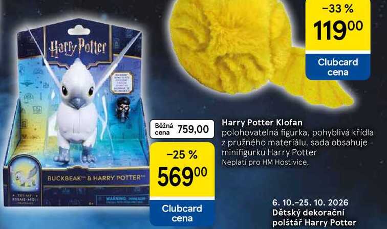 Harry Potter Klofan, polohovatelná figurka, pohyblivá křídla z pružného materiálu, sada obsahuje minifigurku Harry Potter