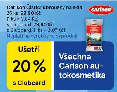 Carlson Čisticí ubrousky na skla, 26 ks