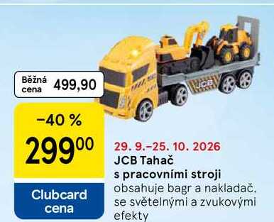 JCB Tahač s pracovními stroji, obsahuje bagr a nakladač. se světelnými a zvukovými efekty Tesco