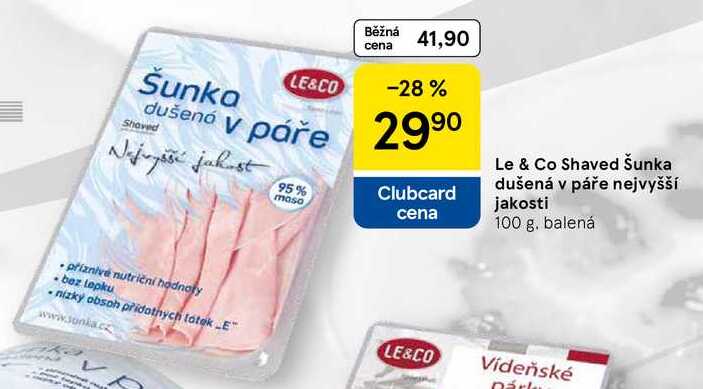 Le & Co Shaved Šunka dušená v páře nejvyšší jakosti, 100 g 