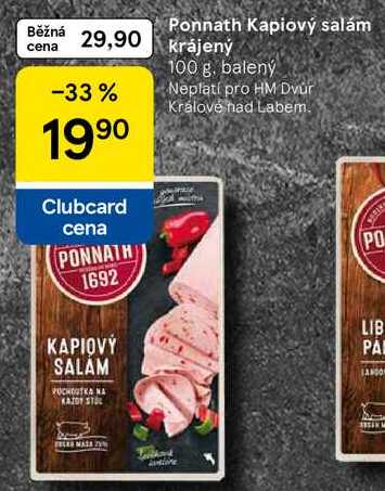 Ponnath Kapiový salám krájený, 100 g